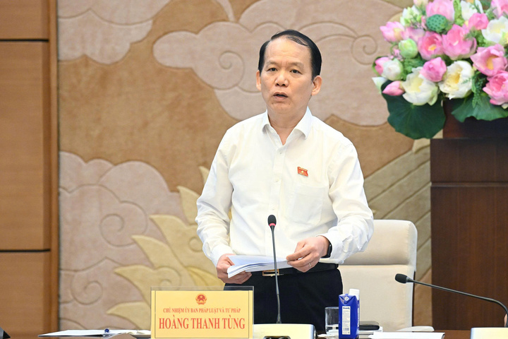Chủ nhiệm Ủy ban Pháp luật và Tư pháp Hoàng Thanh Tùng phát biểu