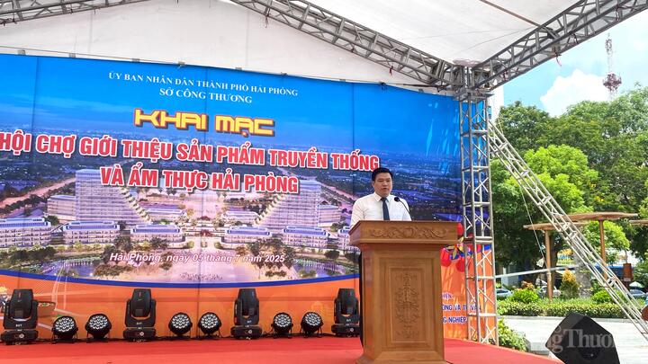 Phó giám đốc Sở Công Thương Hải Phòng Lê Ngọc Lân phát biểu tại sự kiện