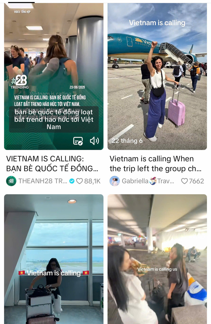 Trào lưu “Vietnam is calling” trên TikTok gây sốt về du lịch Việt Nam. Ảnh chụp từ màn hình