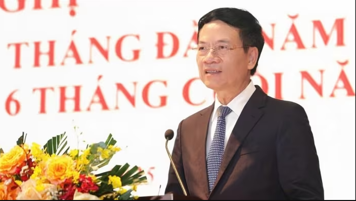 Bộ trưởng Bộ Khoa học và Công nghệ Nguyễn Mạnh Hùng phát biểu tại hội nghị. Ảnh: T.H