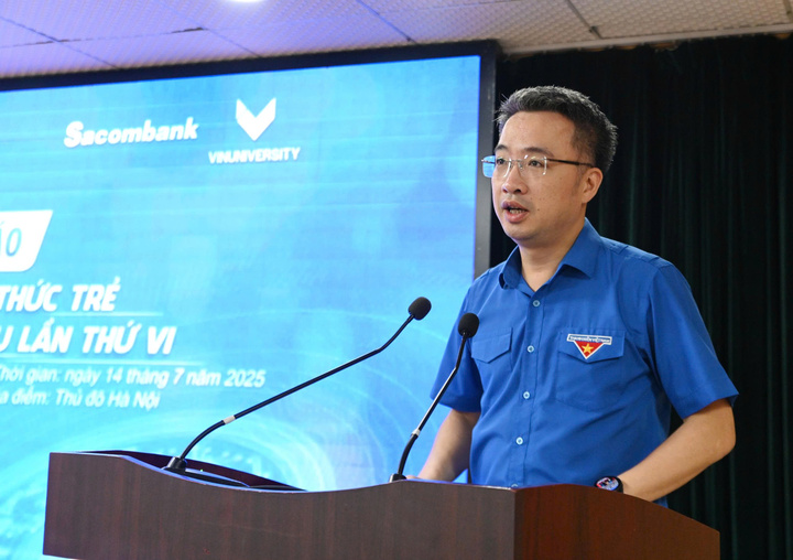 Anh Nguyễn Tường Lâm, Bí thư Trung ương Đoàn, Chủ tịch Trung ương Hội Liên hiệp Thanh niên Việt Nam phát biểu tại họp báo