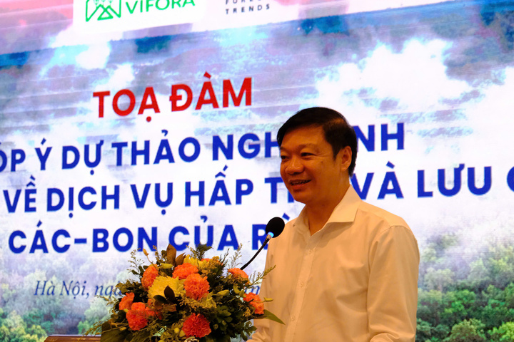 PGS.TS Trần Quang Bảo, Cục Lâm nghiệp và Kiểm lâm (Bộ Nông nghiệp và Môi trường) phát biểu tại tọa đàm