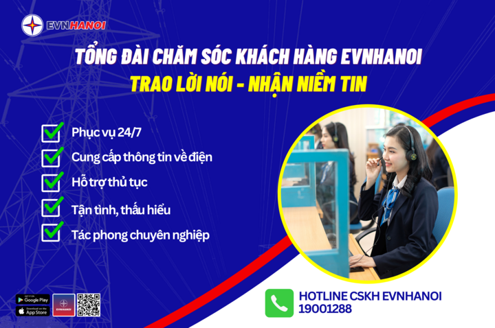 Tổng đài chăm sóc khách hàng EVNHANOI 19001288