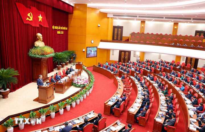 Ngày làm việc đầu tiên của Hội nghị Trung ương 12 khóa XIII. Ảnh: TTXVN