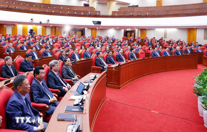 Các đại biểu tham dự bế mạc Hội nghị lần thứ 12 Ban Chấp hành Trung ương Đảng khóa XIII. Ảnh: TTXVN