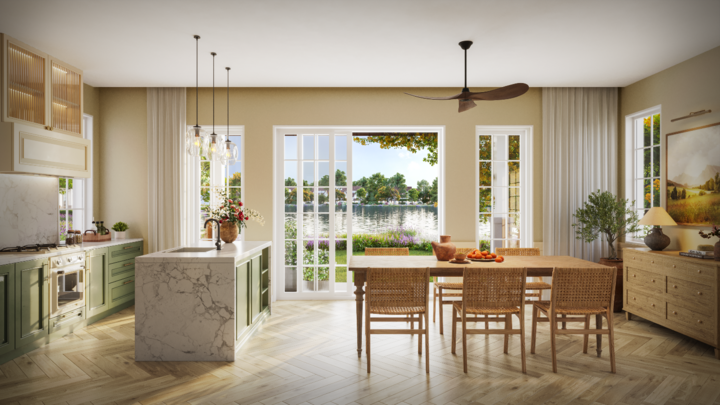 Mỗi bữa cơm của chủ nhân đều trở nên lãng mạn nhờ không gian hòa vào thiên nhiên