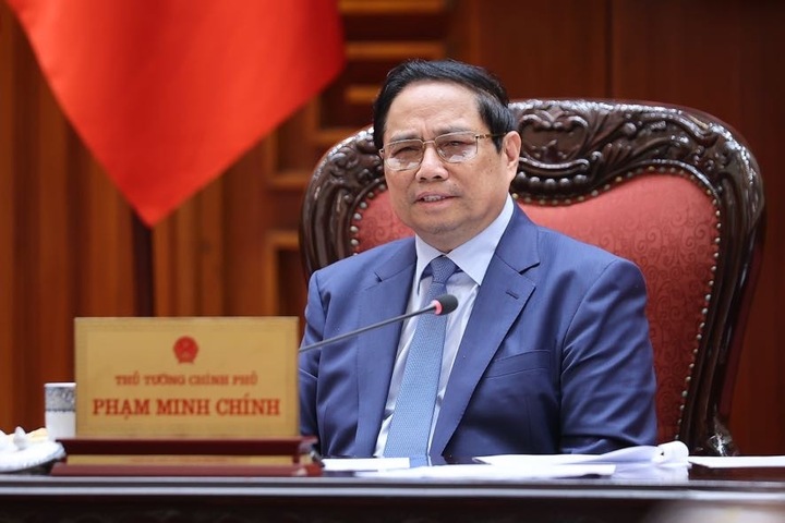 Thủ tướng Phạm Minh Chính phát biểu kết luận, cho ý kiến về từng nội dung. Ảnh: VGP/Nhật Bắc