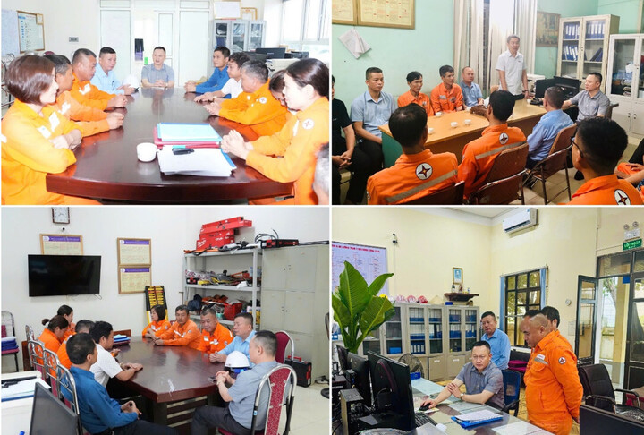 Giám đốc PC Thanh Hóa Hoàng Hải cùng đại diện một số phòng, ban chức năng Công ty kiểm tra công tác ứng phó cơn bão số 3 tại đơn vị