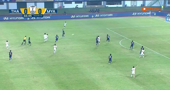 Trận đấu giữa U23 Thái Lan và U23 Myanmar kết thúc với tỷ số hoà 0-0. Ảnh chụp màn hình