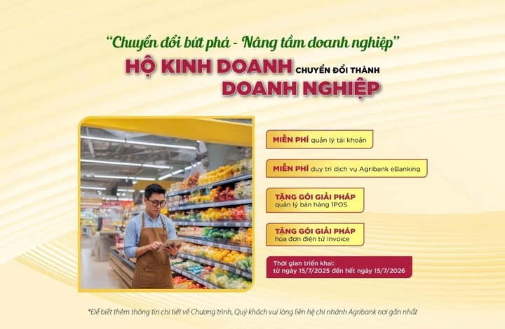 Agribank triển khai chương trình “Chuyển đổi bứt phá - Nâng tầm doanh nghiệp”, tích cực hỗ trợ hộ kinh doanh chuyển đổi thành doanh nghiệp với nhiều ưu đãi thiết thực
