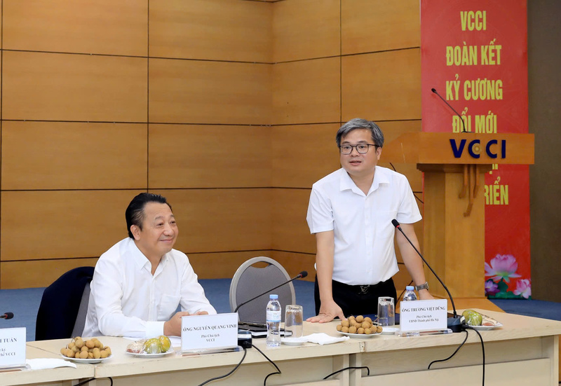 Phó Chủ tịch UBND TP Hà Nội Trương Việt Dũng phát biểu tại buổi làm việc. Ảnh: LN