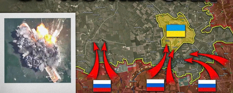 Bản đồ chiến sự Nga - Ukraine tại Konstantinovka ngày 27/7. Trong đó, Moskva phát động tấn công từ nhiều hướng, đánh sập nhiều điểm trên phòng tuyến. Kiev có dấu hiệu vỡ trận. Ảnh: Military Summary