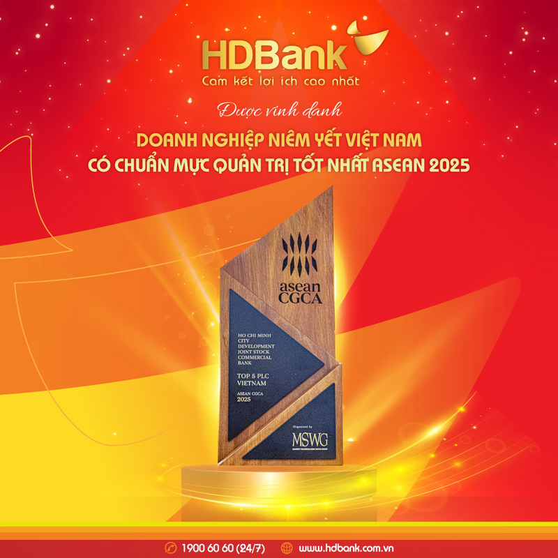 HDBank được vinh danh tại ASEAN 2025 tiếp tục khẳng định vị thế và uy tín của các ngân hàng Việt