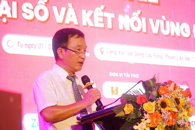 Ông Huỳnh Xuân Sơn, Phó Giám đốc Sở Công Thương thành phố Đà Nẵng phát biểu khai mạc Tuần lễ Thương mại số và Kết nối vùng Đà Nẵng 2025