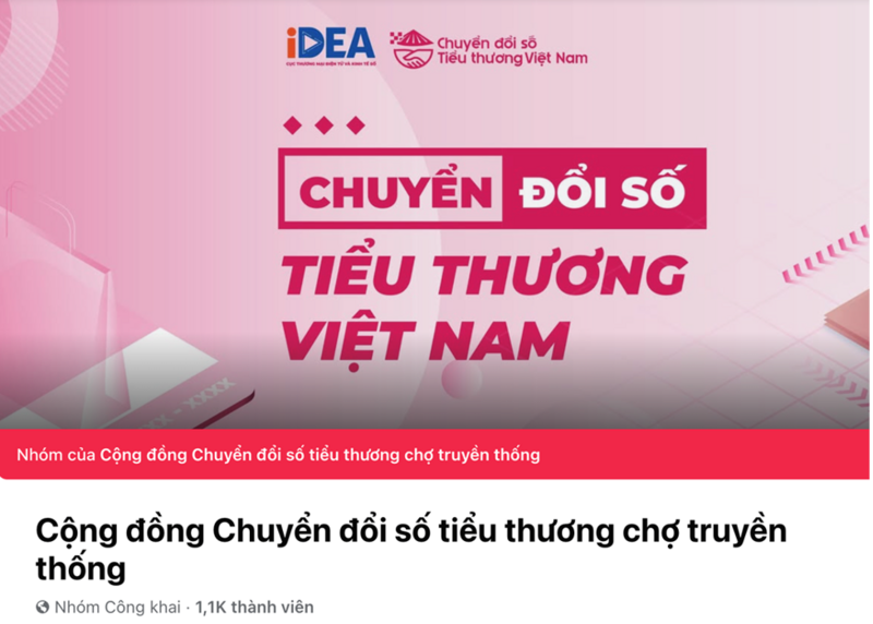 Nhóm Cộng đồng Chuyển đổi số tiểu thương chợ truyền thống congdong.tieuthuongvietnam.vn (Ảnh chụp màn hình)