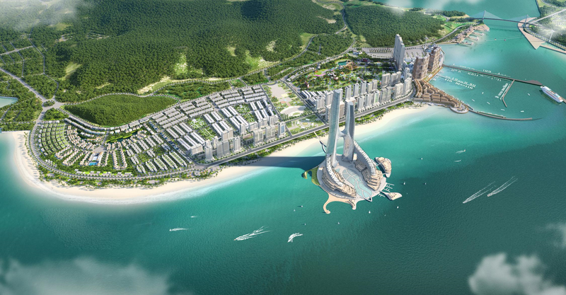 Phối cảnh quần thể Sun Elite City tại vị trí trung tâm Bãi Cháy, Quảng Ninh. (Ảnh: Sun Property).