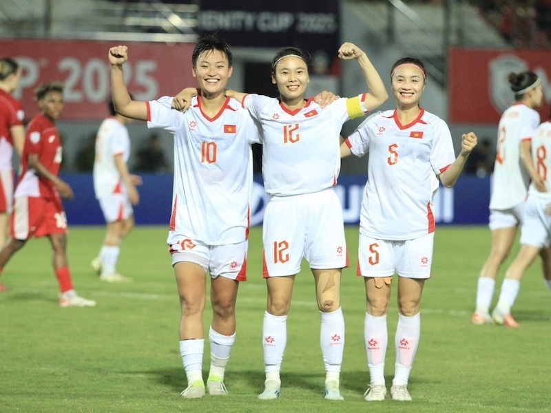 Đội tuyển nữ Việt Nam giành chiến thắng đậm trước đội tuyển Indonesia. Ảnh: Mai Hương