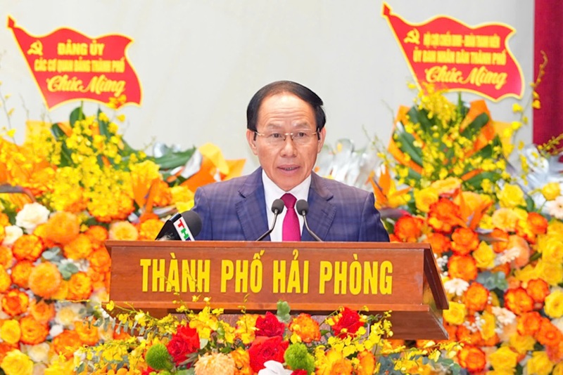 Ông Lê Tiến Châu, Bí thư Thành ủy Hải Phòng phát biểu chỉ đạo tại Đại hội