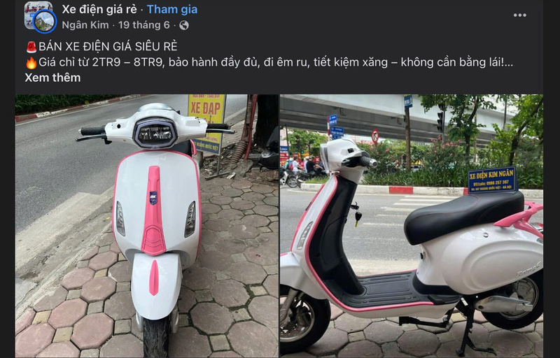 Xe điện giá rẻ được rao bán trên "chợ mạng". Ảnh chụp màn hình