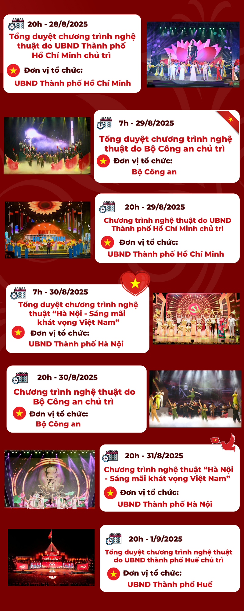 Infographic | Chi tiết lịch tổ chức các sự kiện, chương trình tại Triển lãm thành tựu đất nước - 2