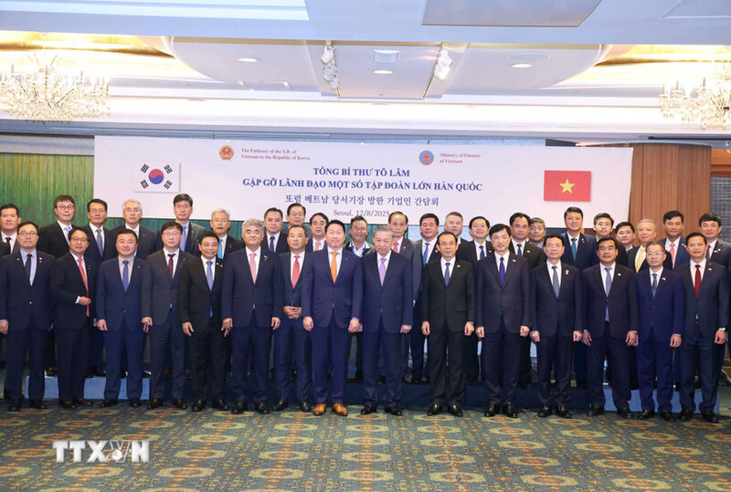 Tổng Bí thư Tô Lâm gặp gỡ lãnh đạo một số Tập đoàn lớn của Hàn Quốc. Ảnh: Thống Nhất/TTXVN