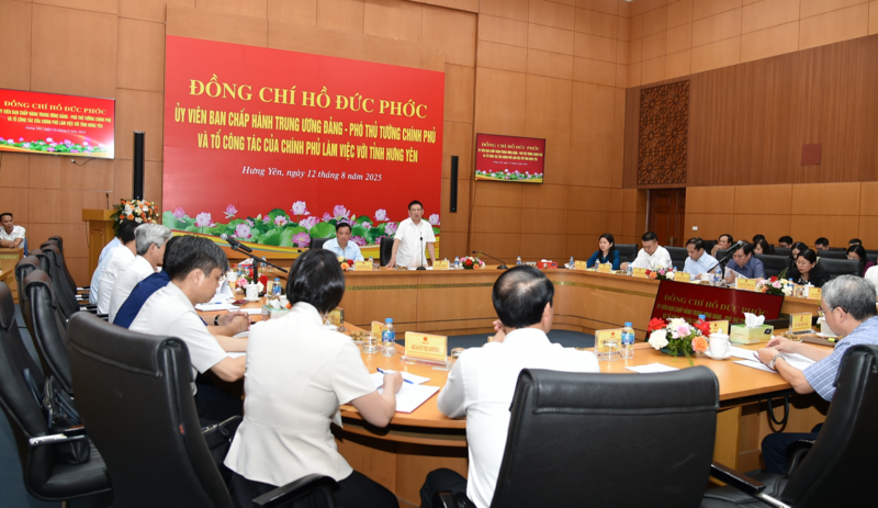 Phó Thủ tướng Hồ Đức Phớc phát biểu chỉ đạo tại buổi làm việc. Ảnh: VGP