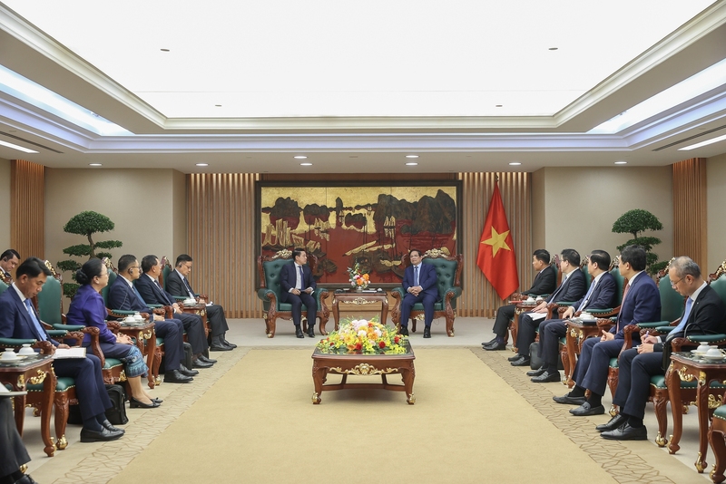 Phó Thủ tướng Lào Saleumxay Kommasith trân trọng cảm ơn và đánh giá cao sự giúp đỡ quý báu, vô tư và trong sáng của Việt Nam dành cho Lào - Ảnh: VGP/Nhật Bắc