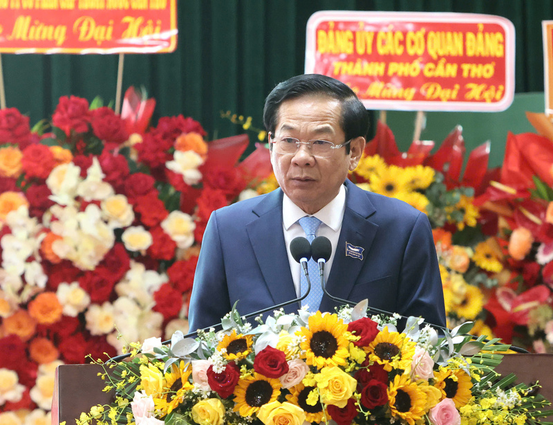 Ông Đỗ Thanh Bình, Bí thư Thành ủy Cần Thơ phát biểu chỉ đạo tại Đại hội. Ảnh: Trung Phạm