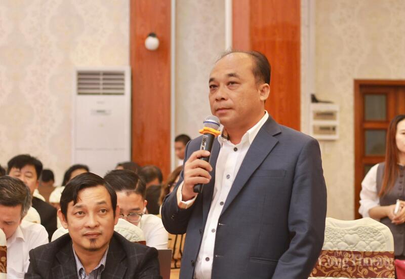 Ông Nguyễn Quang Duy, Phó Chủ tịch Thường trực Hội doanh nhân trẻ Khánh Hoà, Chủ tịch HĐQT DT Group Khánh Hoà đề xuất 6 nhóm giải pháp trọng tâm. Ảnh: Hiền Mai