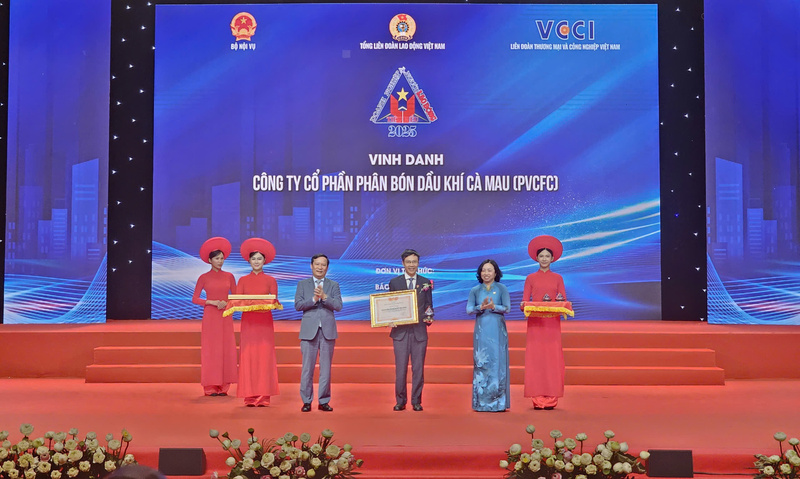 Ông Nguyễn Đức Hạnh, TV HĐQT, Chủ tịch Công đoàn Công ty đại diện PVCFC nhận vinh danh (Ảnh PVCFC)