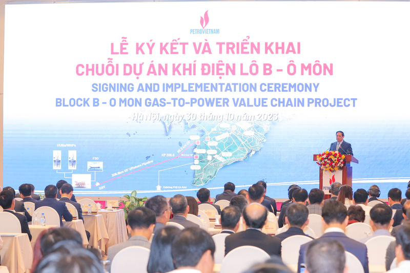 Thủ tướng Chính phủ Phạm Minh Chính phát biểu tại Lễ ký kết và triển khai chuỗi dự án điện khí điện Lô B - Ô Môn