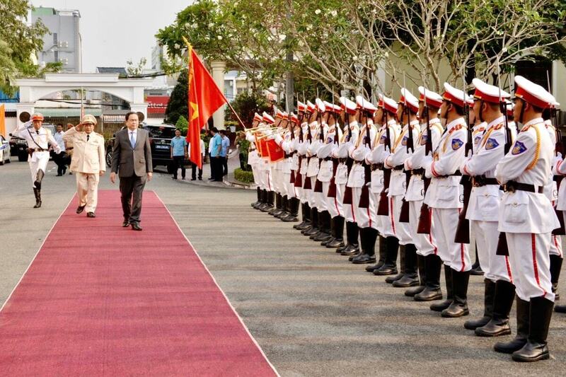 Chủ tịch Quốc hội Trần Thanh Mẫn thăm và chúc Tết lực lượng công an TP. Cần Thơ, ngày 20/01/2025. Ảnh: vov.vn