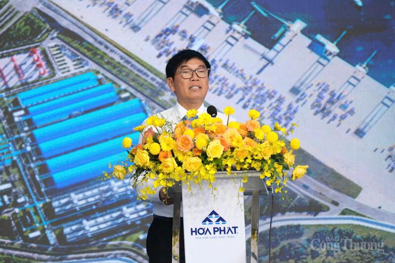 Ông Trần Đình Long, Chủ tịch Tập đoàn Hoà Phát phát biểu tại Lễ khởi công. Ảnh: Lê Sơn