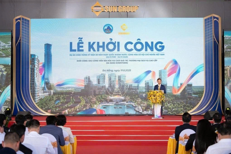 Ông Nguyễn Văn Bình-Chủ tịch Sun Group vùng Miền Trung phát biểu tại Lễ khởi công Da Nang Downtown