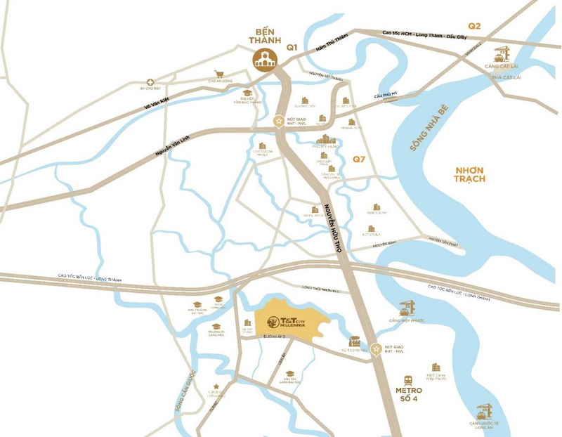 T&T City Millennia sở hữu vị trí đắc địa cùng lợi thế thừa hưởng từ hạ tầng tỷ đô phía Nam Sài Gòn