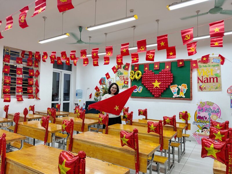 Lớp học tại Trường Tiểu học Quảng An. Ảnh: NTCC