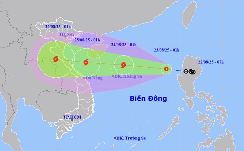 Theo dự báo của Trung tâm Dự báo Khí tượng thuỷ văn Quốc gia, sáng 23/8, áp thấp nhiệt đới trên vùng biển phía Đông khu vực Bắc Biển Đông đã mạnh lên thành bão - cơn bão số 5 (tên quốc tế: Kajiki)