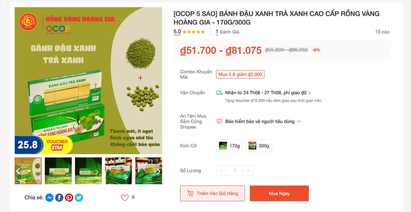 Các sản phẩm OCOP lên sàn số. Ảnh chụp màn hình