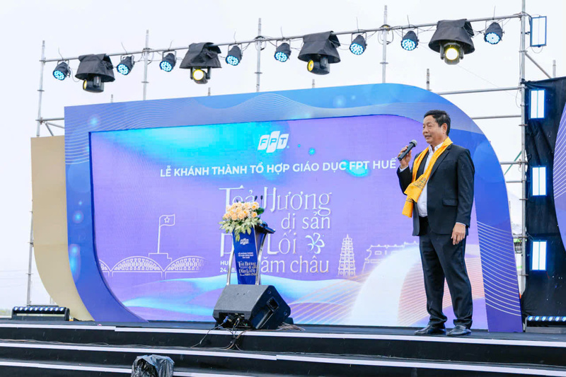 Ông Trương Gia Bình, Chủ tịch Tập đoàn FPT tại lễ khánh thành. Ảnh: Nguyễn Tuấn