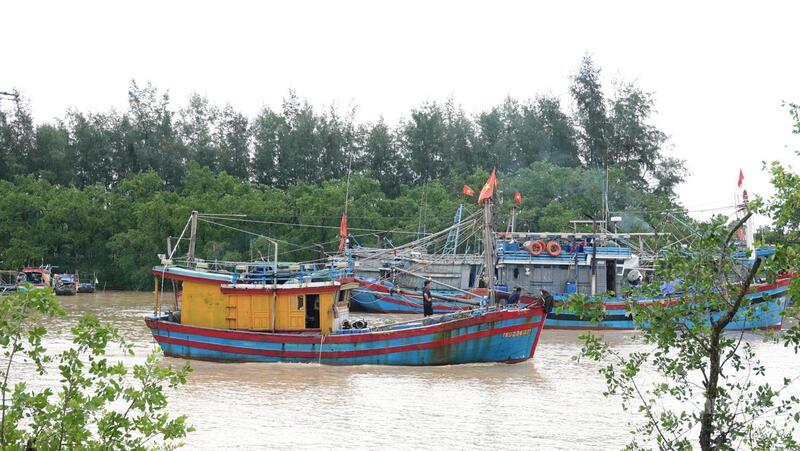 Âu thuyền Sầm Sơn hiện có hàng trăm tàu thuyền đang neo đậu và di chuyển về tránh trú bão số 5