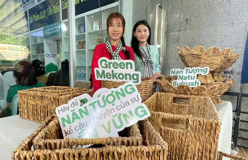 Cỏ năn tượng trở thành vật liệu chính trong các sản phẩm thủ công mỹ nghệ, nội thất sinh thái, được xuất khẩu đều đặn sang thị trường châu Âu. Ảnh: Minh Khuê