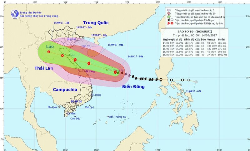 Diễn biến của bão số 10 năm 2017