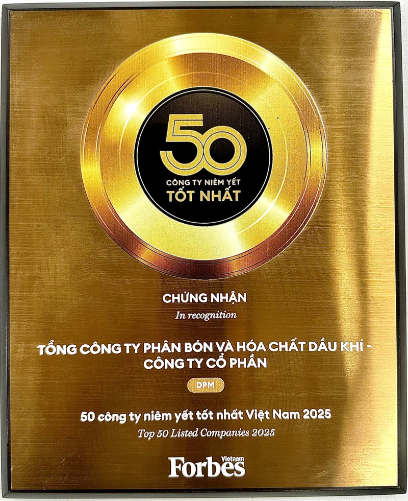 Phú Mỹ - PVFCCo đạt danh hiệu "Top 50 công ty niêm yết tốt nhất Việt Nam" năm 2025 (Ảnh Phú Mỹ - PVFCCo)