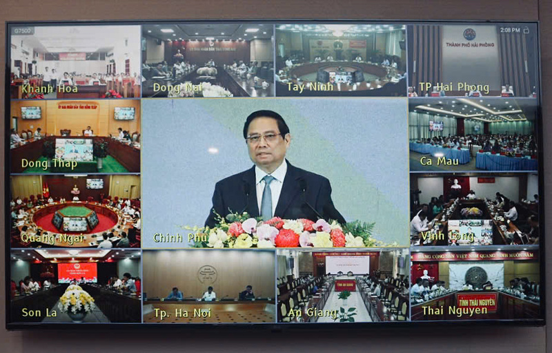 Thủ tướng Chính phủ Phạm Minh Chính - Trưởng Ban Chỉ đạo Trung ương triển khai xóa nhà tạm, nhà dột nát trên phạm vi cả nước phát biểu và chỉ đạo tại Hội nghị trực tuyến.