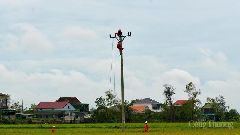 Từng cung đoạn đường dây tiếp tục được xử lý, kịp thời cấp điện cho người dân