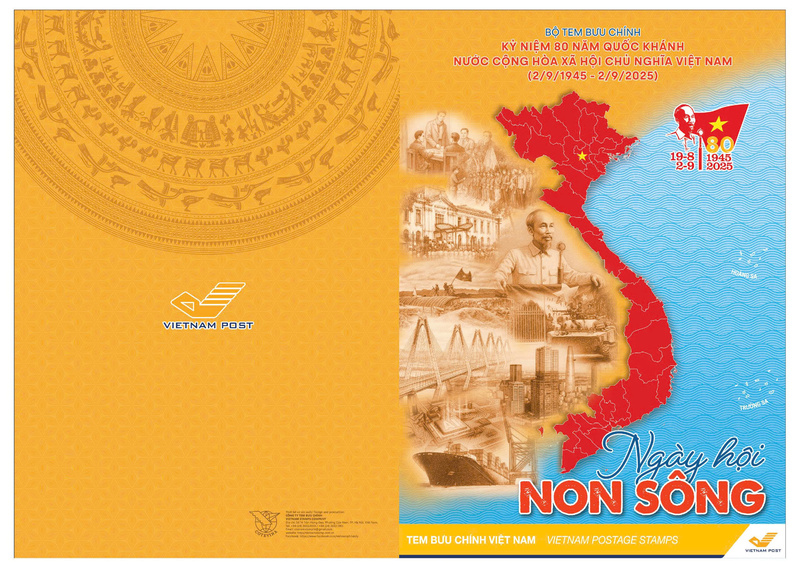 Tờ tem “Ngày hội non sông" mặt trước