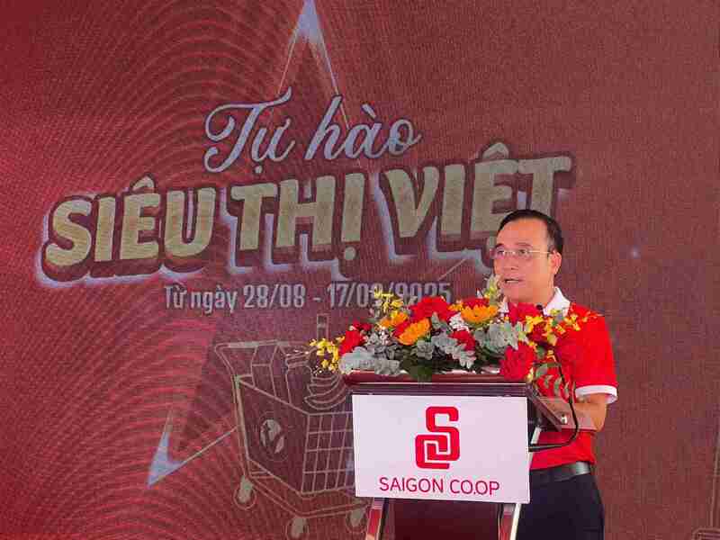 Ông Nguyễn Ngọc Thắng – Phó Tổng Giám đốc Saigon Co.op, phát biểu tại buổi phát động chương trình “Tự hào siêu thị Việt”. Ảnh: Phương Hoa