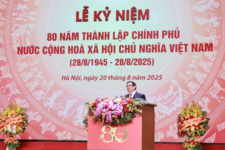 Thủ tướng: Chính phủ dưới sự lãnh đạo của Đảng, 80 năm hành trình vì nước, vì dân - Ảnh: VGP/Nhật Bắc