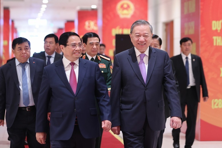 Tổng Bí thư Tô Lâm, Thủ tướng Phạm Minh Chính và các đại biểu dự Lễ kỷ niệm 80 năm thành lập Chính phủ nước Cộng hòa xã hội chủ nghĩa Việt Nam ngày 20/8/2025- Ảnh: VGP/Nhật Bắc