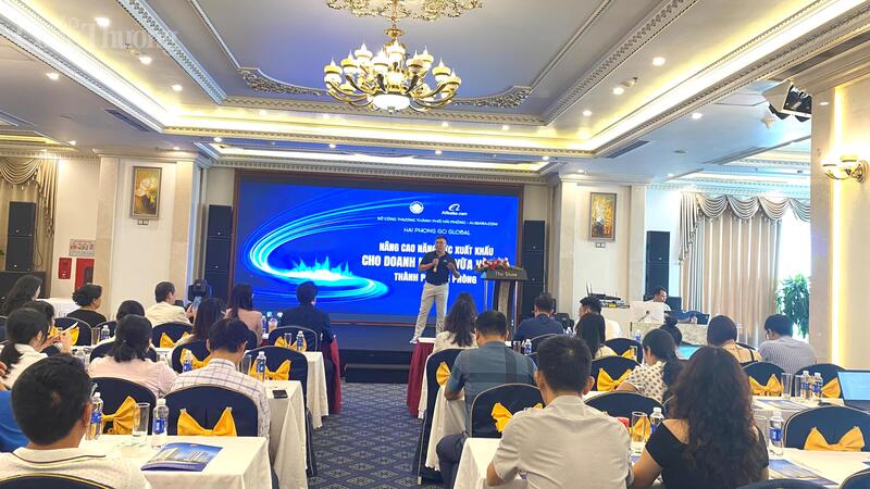 Ông Lưu Anh Hào, đại diện Alibaba.com (Việt Nam), trao đổi tại hội thảo